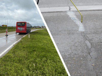 Self-healing concrete repair bus lane